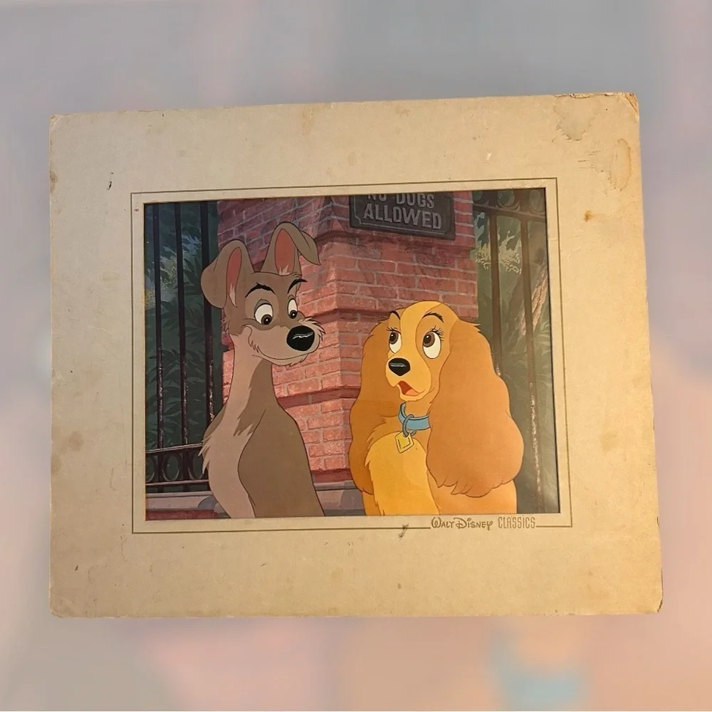 Vintage Disney Lithograph Snow White & Lady and the Tramp